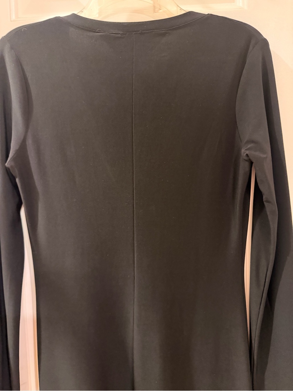 Norma Kamali Black Long Sleeve V-Neck Sleek Knit Dress, Size M - Picture 11 of 16